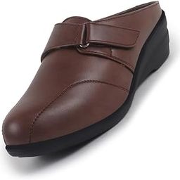 Women's Back Open Formal Slip On Flatform Heel Wedges with Hook and Loop|Adjustable Strap Shoes|Office Meetings-13