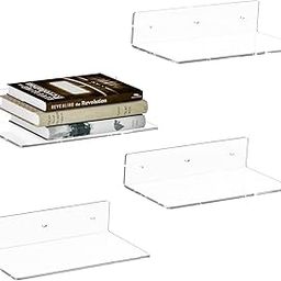 Plexify Clear Acrylic Wall Shelves – Set of 4 L-Shaped Floating Shelves | Wall-Mounted Transparent Display Rack for Books, Décor, Collectibles, and More | Durable & Minimalist Storage Organizer-image-11