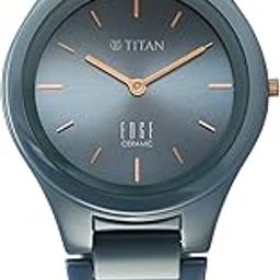 Edge Ceramic Quartz Analog Blue Dial Ceramic Strap Watch for Women/NT2653QC07-11