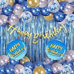 Party Propz Birthday Decoration Items - 44 Pcs, Happy Birthday Decorations For Boys | Birthday Decoration Items For Boy, Husband | Birthday Decoration Kit | Foil, Metallic, Birthday Banner(Cardstock)-17