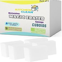 Kitchen Clean ™ Magic Eraser Cuboids | Chemical Free Multipurpose Nano-tech Magic Sponge | Switch Boards Taps Wall Stain Remover Glass Shoes Sneakers Cleaning Sponge Cut Cuboids (Pack of 5 Cuboids)-picture-0
