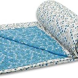 HOKIPO 100% Cotton Reversible Dohar Double Bed AC, Mild Winter Blanket, Light Weight Soft Blanket, Size - 86 * 96 Inches (IN-643-D4)-image-6