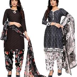 Women's Crepe Dress Material Set for Women | Unstitched Printed Fabric for Kurta Bottom & Dupatta (Pack of 2)-image-4