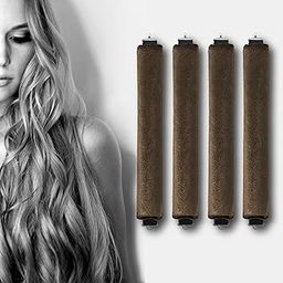 ETONIA 4pcs Heatless Hair Curler for Woman, Flexible Curling Rod with Hook, No Heat Curls to Sleep for Curl Rods, Heatless Curls for Blowout Hair, Heatless Curls Headband for All Hair Types, Overnight Heatless Hair Curler for Natural, Easy to Use Rollers for All, Satin Rollers for All, Valvet (Brown, Medium)-image-41