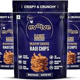 Evolve Ragi Chips Healthy Snack for Kids, Adults | Gluten Free, Vegan, No Artificial Color or Sugar, Millet Blend, Ideal for Weight Loss - 100g Pack of 3-image-29