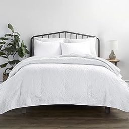 Hotel Collection Ieh-Qlt-DA-K-WH Home Collection Damask 3 Pc Quilted Coverlet Set-image-13