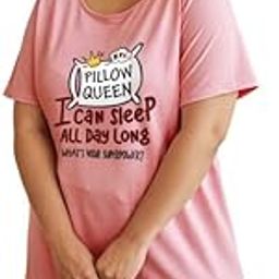 Women’s Cotton Nighty | Printed Knee Length Nighty |Short Sleeve Nighty |Short Nightdress|Pink Color |Pillow Queen Night Gown| Long T-Shirt|Sleepwear & Casual Wear Nighty-image-20