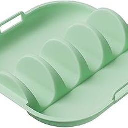 UJEAVETTE Taco Holder Plate Reusable Holds up to 4 Tacos Non Slip with Handles Platter Green-image-40