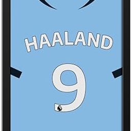 inspire TA Erling Haaland Manchester City Jersey photos Wall Paintings For Football Fan Room Cafe Wall Frame, Laminated photo With Black Frame (12 X 9 INCHES)-image-23