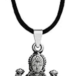Goddess of Love Prosperity Mahalaxmi Durga Locket With 18 Inch Cotton Dori Grey Metal Pendant Necklace Chain For Men And Women-image-62