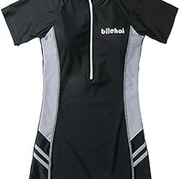™ Women Swimsuit Zip Front Snorkeling Suit Short Sleeve Swimming Suit Bodysuit M Black Gray | Swimwear | Womens Clothing-image-86