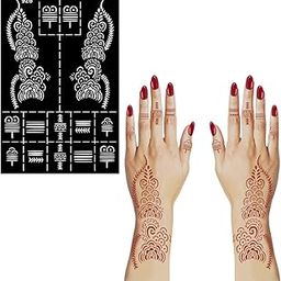 ORDERSHOCK Mehndi Stencil Sticker for Ladies Function with Coordinated Palm Flower Style-image-46