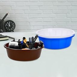 Homestic Pack of 3 Desk Organizer | Stationery Organizer | Multipurpose Organizer | Office Supplies for Pen-Pencil-Staplers | Desktop Organizer | 6 LTR | Blue & White & Brown-image-52