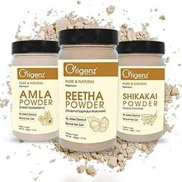 Origenz Reetha, Shikakai and Amla Powder Combo Pack for Hair Care, Wash, Healthy Scalp, Nourishment, Mask, Helps to Control Dandruff, Hairfall | Natural Cleanser | Indian Gooseberry | Sapindus mukorossi | Acacia concinna | 300gm-image-92