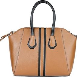 Melle Solis Tan Satchel Tote Bag for Women | Structured Faux Leather Handbag with Zipper Closure | Spacious Office Bag with Adjustable Strap & Dust Bag-image-47