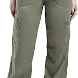 monte carlo Women's Straight Fit Cargo Pants | Solid Pattern Casual Trousers | Drawstring Closure | Stylish & Comfortable Everyday Wear Cargo for Women's-picture-33