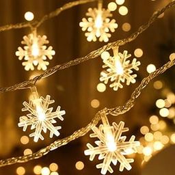 Quace Christmas Snowflake Light Plugin Waterproof 14 LED 3M Garden Fairy Lights for Christmas Festival Home Party Decorations-27