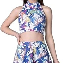 Women Tropical Printed Padded Halter Neck top and Skirt Swimset |Swimming Suit for Women-image-38