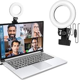 Clip On Ring Light for Laptop & Computer, Dimmable LED Webcam Light with Adjustable Halo - USB Powered Streaming Light for Zoom Calls, Video Conference, Virtual Meetings, YouTube & TikTok Videos-image-53