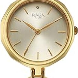 Raga Viva Golden Dial Quartz Analog with Date Metal Strap Watch for Women-NS2685YM01/NT2685YM01-image-21