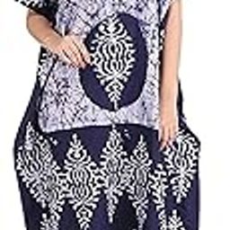 Women Kaftan Cotton Kaftan Caftan Sarong Beach Cover Up Night Maxi Gown Long 52" Inches Printed Maxi Nighty Gown (Free Size)-picture-49