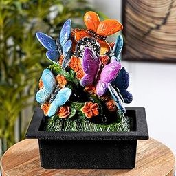 The Artment your artistic apartment Butterfly's Dance Tabletop Indoor Fountain for Home Decor | Hand-Painted | LED Light, USB/Plug Powered (Height: 28 CM)-image-5