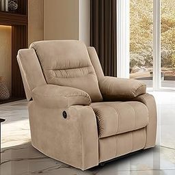 Little NAP Galaxy Soft Suede Fabric Single Motorized Standard Recliner | Padded 1 Seater Aaram Sofa | Relaxing Chair for Home Office Living Bed Room | Brown-image-2