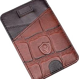 Croc Texture Leather Card Holder Wallet for Men – Slim RFID Blocking Minimalist Wallet, Front Pocket Money Clip for Credit Cards & Cash (Brown)-picture-30