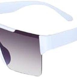 UV Protected Flat Top Oversized Rimless Sunglasses For Men And Women | Square Unisex Eyeglasses | White-6