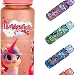 FunClub School Water Bottle for Kids Unicorn Bottle with Straw and Strap Anti-leak bottle for Kids Sipper for Girls & Boys Cartoon Bottle_700 ML-image-93