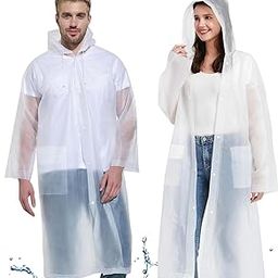 Poncho Waterproof Adult with Pocket, 2 PCS Reusable Raincoats, Clear Rain Mac Waterproof Adults EVA Raincoat for Festival-picture-41