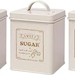 3X Kitchen Counter Canister Set Stylish Rustic Decors for Office Bedroom Cafe Milky White-27