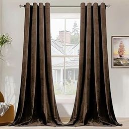SB INDIA Plain Velvet Room Darkening Door Curtains 12 feet Long for Living Room Bedroom (Coffee, Set of 2)-image-45