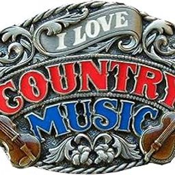 I Love Country Music Colored Novelty Belt Buckle-image-35