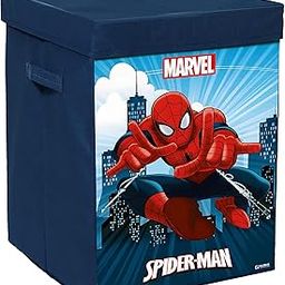 Kuber Industries Marvel Spiderman Print Foldable Laundry Basket|Clothes Storage Basket with Handle & Lid,60 LTR.(Navy Blue)-picture-25