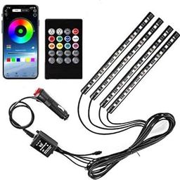 AutoBizarre 12 LED Multicolor Music Controlled Sound Activated for Car Interior Atmosphere Light with App and Remote Control(Works with All Cars)-12
