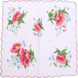 ecomistiq ECOMISTIQ® 10pcs Women 100% Cotton White Handkerchiefs Assorted Colourful Flowers Gift|Collectibles|Collectibles-picture-0
