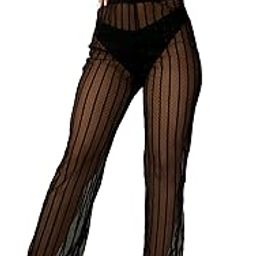 Women's Sheer Swim Cover Up Striped Beach Pants Bathing Suit Cover Up Pants-picture-50