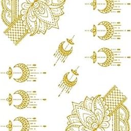 ORDERSHOCK Elegant Lotus Flower Mehndi Design for Special Days, Time Saving & Easy to Use Golden Mehndi Sticker for Girls & Women-image-86