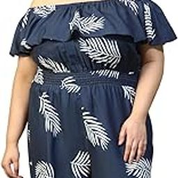 oxolloxo Women Plus Size Printed Elasticated Short Sleeve Off - Shoulder Beachwear Playsuit-image-3