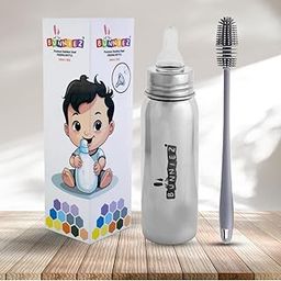 Bunniez Stainless Steel Bottle with Silicone Cleaning Bottle Brush 100% Non-Toxic Material, Stainless Steel 304 Marked, Made in India (250ml)-26