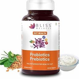Bliss Welness Prebiotics and Probiotic Supplements 20 Billion CFU Digestive Enzymes With Galactomannan 120 mg | Improve Digestion, Immunity & Gut Health For Men and Women - 60 Tablets-97