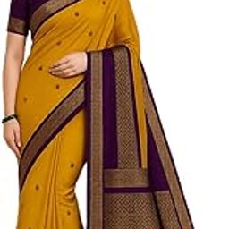 Women's Pure Kalyani Cotton Saree with Golden Zari Border and Contrast Blouse Piece-image-57