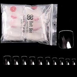 Bolt Bee 500pcs Acrylic Nail Tips, fake nail tips (11c xx short Square clear)-image-99