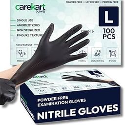 Carekart Gloves Black Nitrile Powder-Free Gloves, Food Grade Kitchen Gloves For Cooking - Large, Pack of 100-image-31