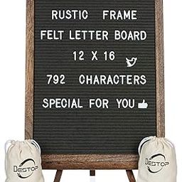 Felt Letter Board with Rustic Vintage Frame and Stand 12x16 inch, Dark Grey Changeable Letter and Message Board Includes 792 Letters, Numbers and Symbols, Hook to Hang, 2 Canvas Bags-picture-13