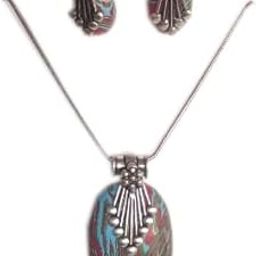 Baba Creation Metal Oxidised Pendant Set for Women & Girls |MultiColor3-picture-33