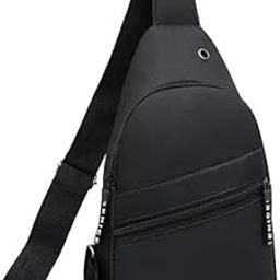 Sling Cross Body Bag for Man and Boys | Premium Polyester Fabric Backpack | 2 Zipper Compartments (Black)-image-48