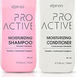 ESSENZIA Proactive Professional Brazilian Moiturizing Shampoo & Conditioner Kit (350ML x 2) - For Nanoplastia Treatment Keratin & Straightening Treated And Chemically Damaged Hair-picture-0