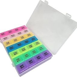 Portable Pill Medicine Supplements Organizer Box, Medicine Reminder & Storage Box 28 Days or 4 Weeks, Daily Reminders of 4 Times, Pack of 1-12